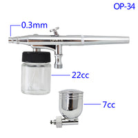 OPHIR New Dual Action Airbrush Set Kit with Glass Bottles for Model Cake Decoration Nail Art