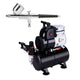 OPHIR Single Cylinder Piston Air Compressor with Air Tank & Extra Cooling Fan 0.3mm Airbrush Kit For Tattoo Model Craft Wall Painting 86PSI