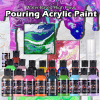OPHIR 36 Colors Professional Acrylic Pouring Paint Set, 40 Bottles Set, High Flow Acrylic Paint for Canvas, Wood, Glass, Paper, Tile, Stones 3.8OZ/Bottles