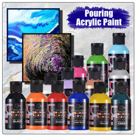 BUY TWO GET ONE FREE # OPHIR Acrylic Pouring Paint, High Flow Water-Based Acrylic Pour Paint, Pour Art Supplies for Pouring on Canvas, Wood, Glass, Paper, Tile, Rocks 3.8OZ/Bottles
