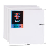 OPHIR 4X Stretched Cotton Canvas Boards Square Canvases for Oil Acrylic Painting