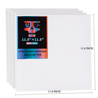 OPHIR 4X Stretched Cotton Canvas Boards Square Canvases for Oil Acrylic Painting