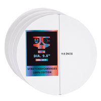 OPHIR 4x Stretched Cotton Canvas Boards Round Shape 9.8" 11.8" for Art Painting