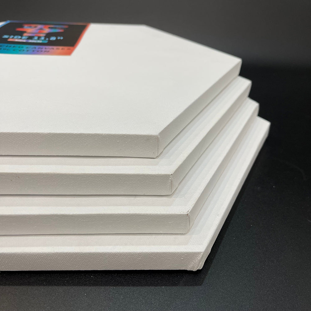 OPHIR 4X Hexagon Stretched Cotton Canvas Boards for Art Painting, Oil Acrylic Painting Canvases