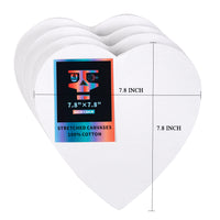 OPHIR Stretched Painting Art Canvas Boards of Heart Shape, Blank Cotton Canvases for Oil Acrylic Paintings, Pack of 4