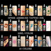 OPHIR Airbrush Temporary Tattoo Ink Tattoo Body Art Airbrush Pigment for Tattoo Stencils Work 30ML/Bottle